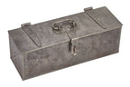 well-built early 20th century american Industrial salvaged chicago factory folded steel machinist tool box with riveted joints