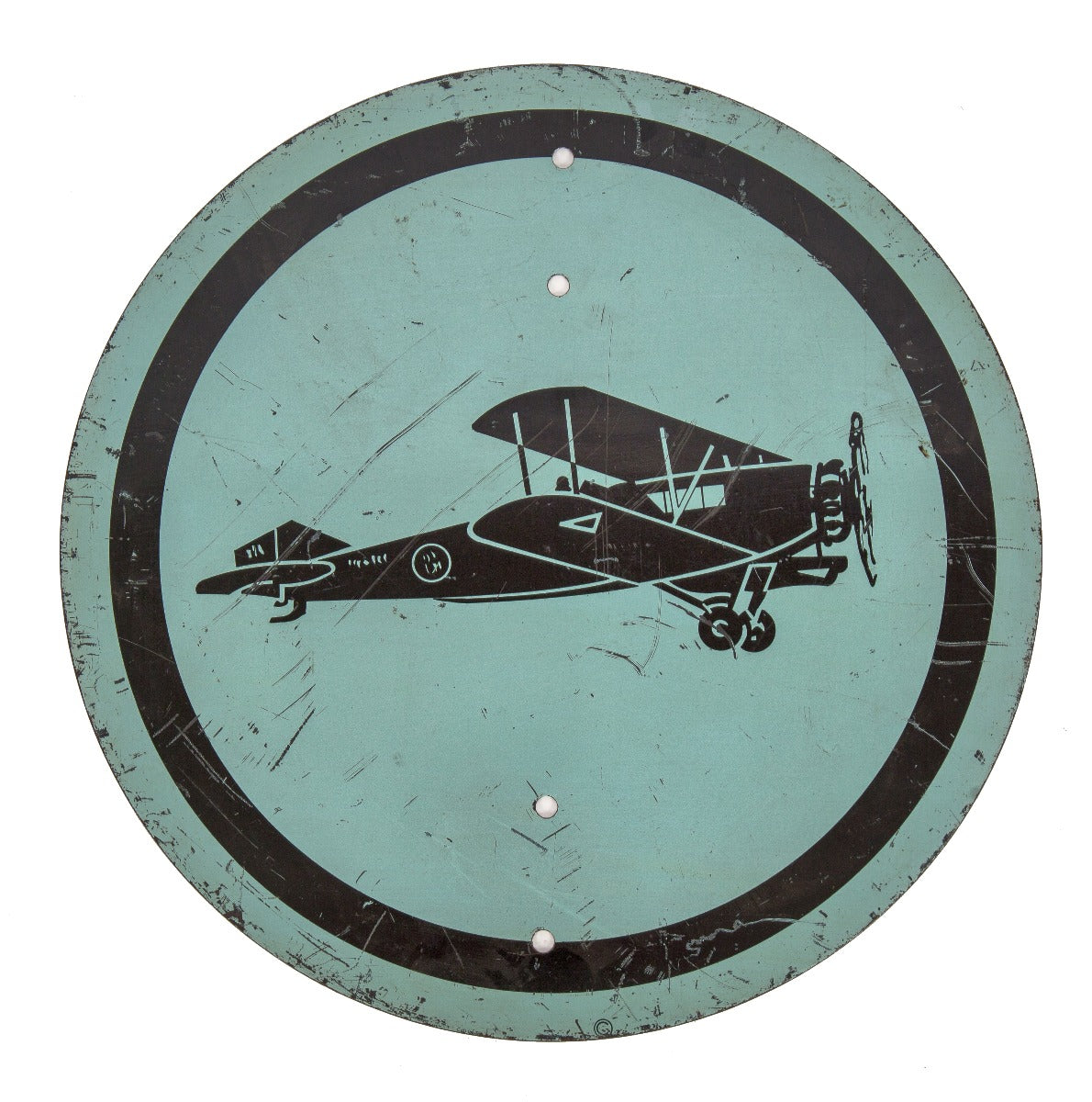 highly sought after single-sided original 1933 "century of progress" lamppost directional sign with encircled airplane
