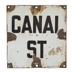 hard to find american depression era single-sided white porcelain enameled flush new york city subway column station sign