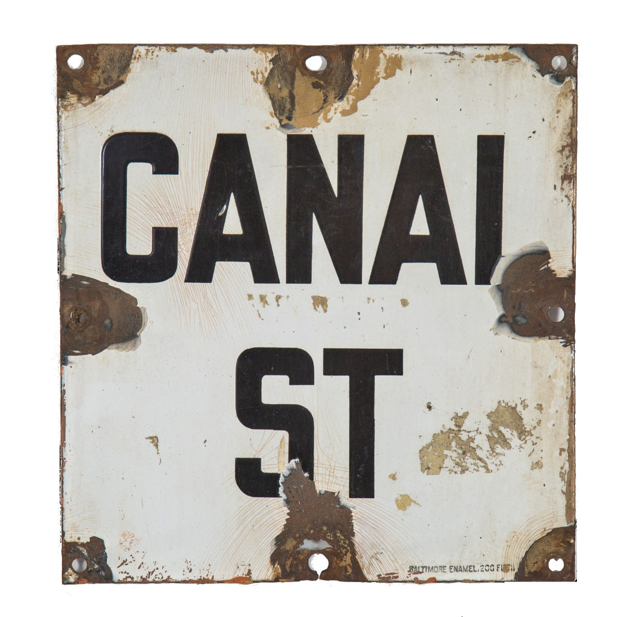 hard to find american depression era single-sided white porcelain enameled flush new york city subway column station sign