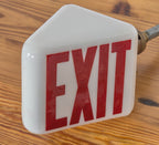 original and intact salvaged chicago office building depression-era double-sided illuminated exit light fixture with bold red lettering
