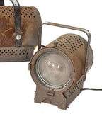 group of four original and fully functional salvaged chicago moviehouse spotlights with pivoting brackets