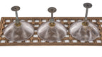 group of four matching original hard to find signed early 20th century holophane glass pendant lights with hubbell shade fitters