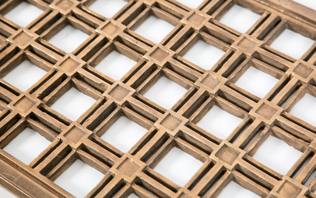 exceptional all original oversized heavy cast bronze hugh garden-designed lobby radiator grille salvaged from bunte candy factory