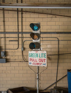 unique vintage industrial freestanding salvaged chicago star car wash three-signal light with hand-painted sign