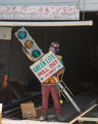 unique vintage industrial freestanding salvaged chicago star car wash three-signal light with hand-painted sign
