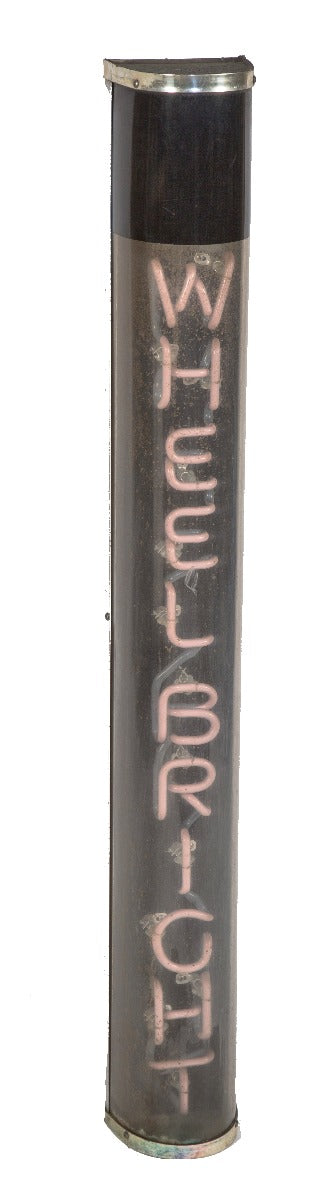 original vintage salvaged chicago star car wash wall-mount "wheel bright" neon sign with cylindrical cover