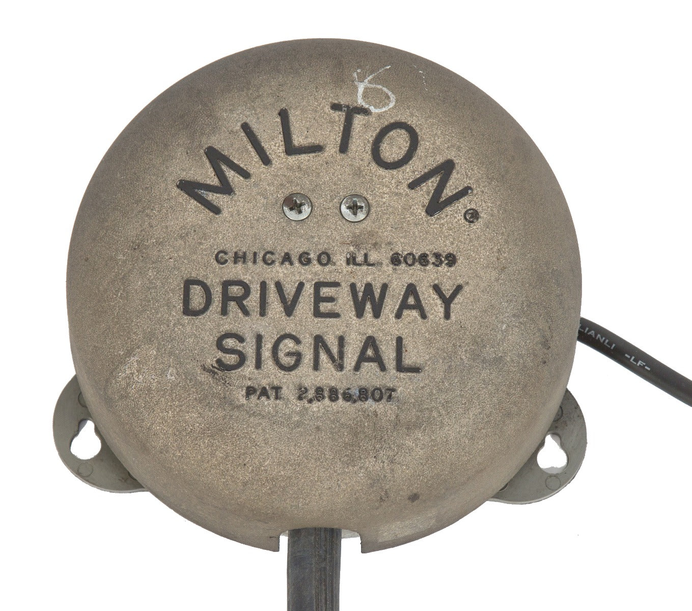 vintage industrial salvaged chicago star car wash self-contained "milton" driveway signal bell with electric plug and air hose