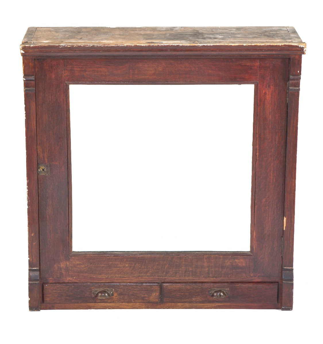 late 19th century solid quartered oak wood salvaged chicago cabinet with original mirror and interior shelves