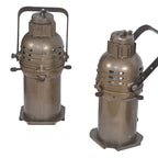 one of six matching salvaged chicago vintage american industrial fully adjustable theater stage spotlights with intact glass fresnel lenses