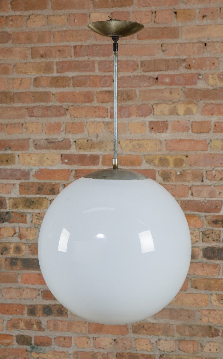 c. 1960's mid-century american salvaged chicago car wash interior lobby pendant lights with oversized globe