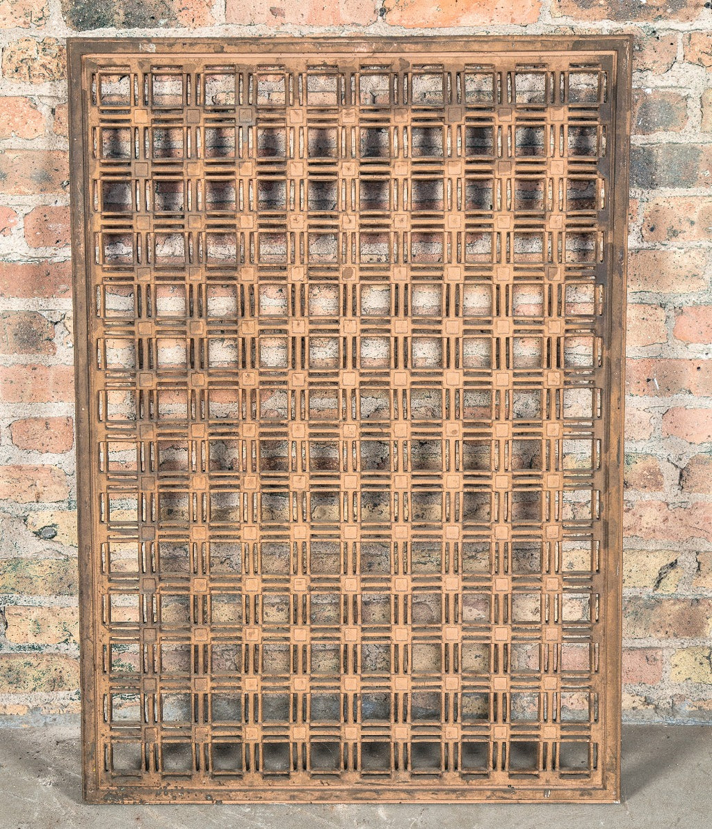 hugh garden-designed ornamental cast bronze prairie school bunte candy factory lobby radiator grille