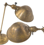 hard to find matching set of early 20th century fully adjustable yellow brass faries table lamps with nicely aged patina