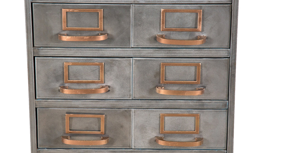 one of two heavily reinforced salvaged chicago office building cold-rolled steel filing cabinet with brushed metal finish