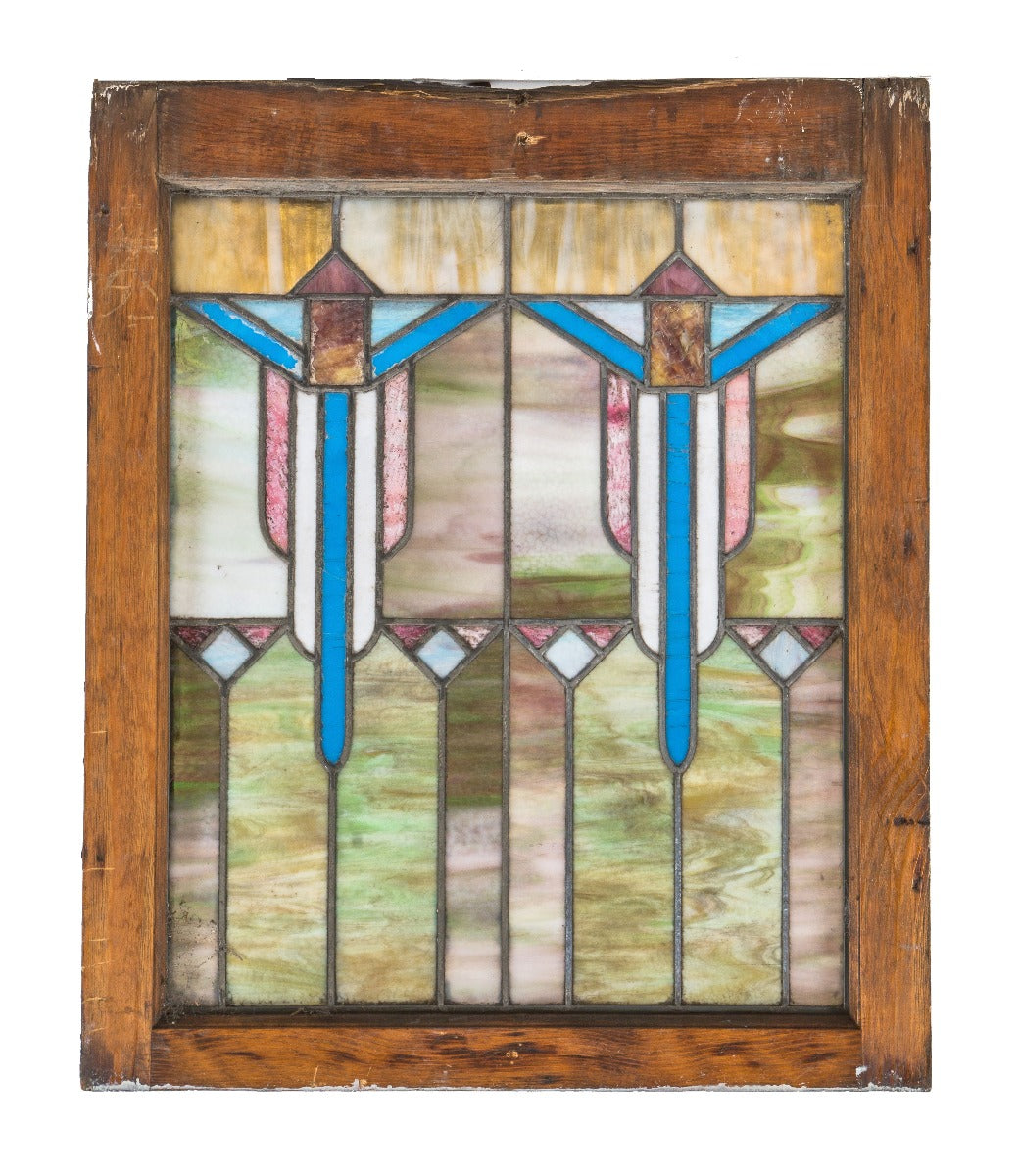 original hard to find early 20th century salvaged chicago variegated glass interior residential bungalow window with original sash frame