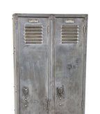 refinished brushed metal antique american industrial salvaged chicago finkl factory double-unit locker