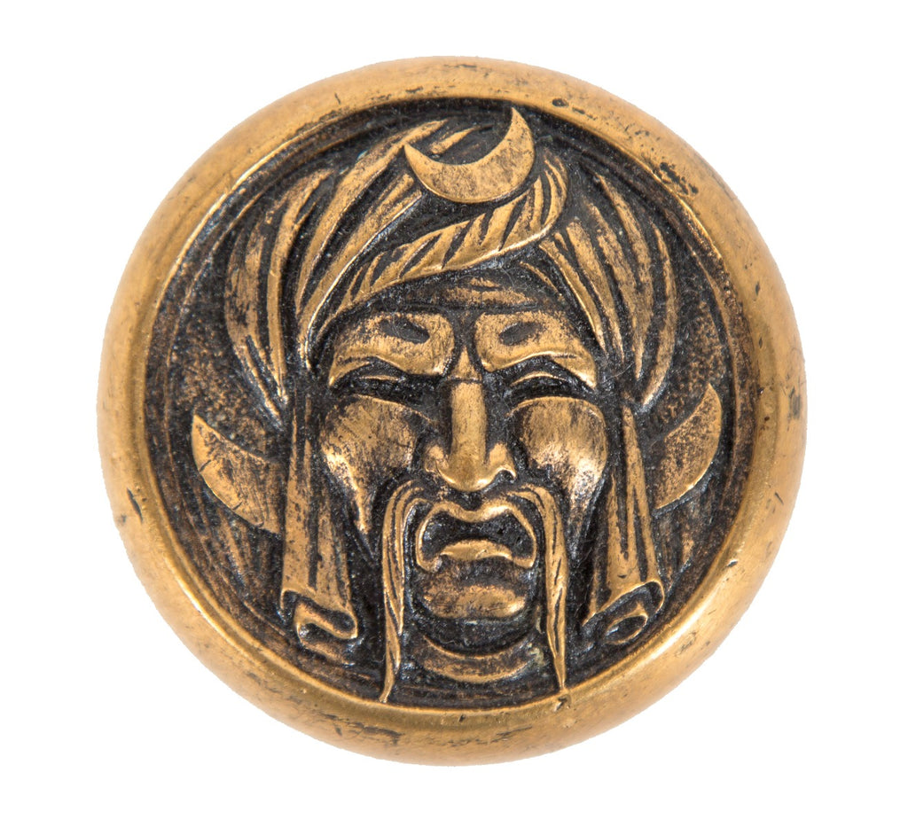 historically important early 20th century american cast brass "turk's head" doorknob from the turk's head office building
