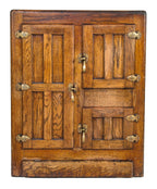 all original and intact early 20th century salvaged chicago golden oak wood bohn syphon refrigerator or icebox with interior shelves