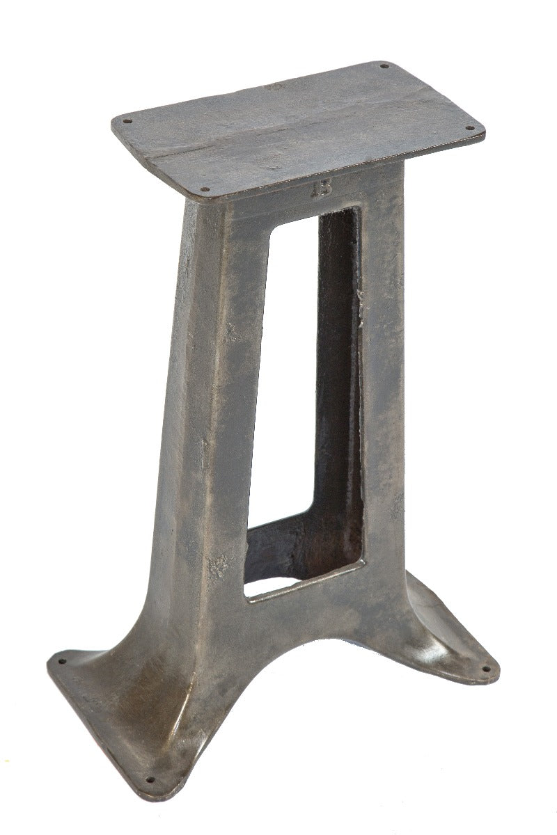 early 20th century antique american industrial low-lying cast iron base with brushed metal finish