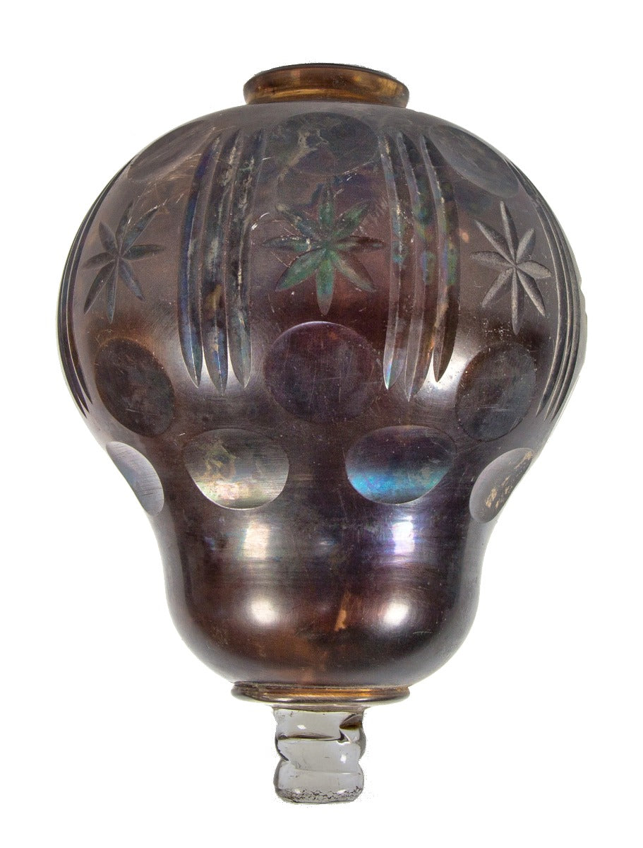 19th or early 20th century dug chicago privy pit wheel-cut glass kerosene lamp part with nicely aged patina