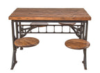 highly sought after refinished early 20th century salvaged chicago factory lunchroom swing-out seat table with brushed metal finish