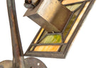 original and completely intact early 20th century arts and crafts style interior residential wall sconce with leaded art glass shade