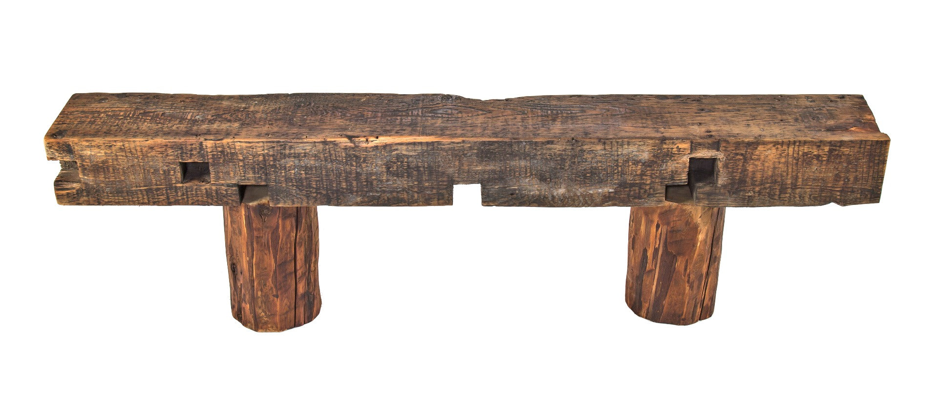repurposed salvaged chicago stationary sitting bench comprised of old growth pine wood from a demolished chicago workers cottage