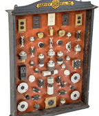exceptionally rare all original american depression-era harvey hubbell product line display cabinet with original finish
