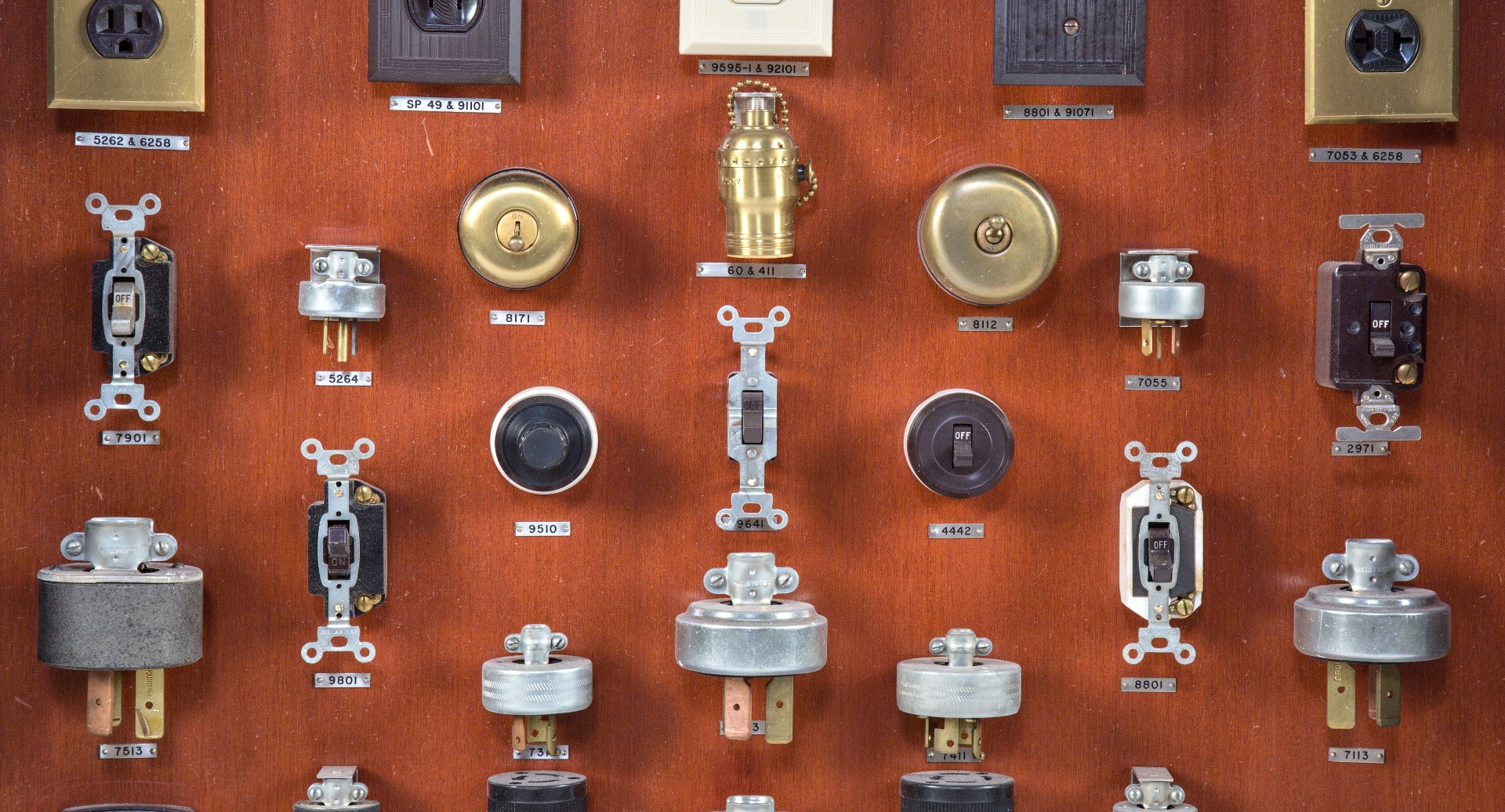 exceptionally rare all original american depression-era harvey hubbell product line display cabinet with original finish