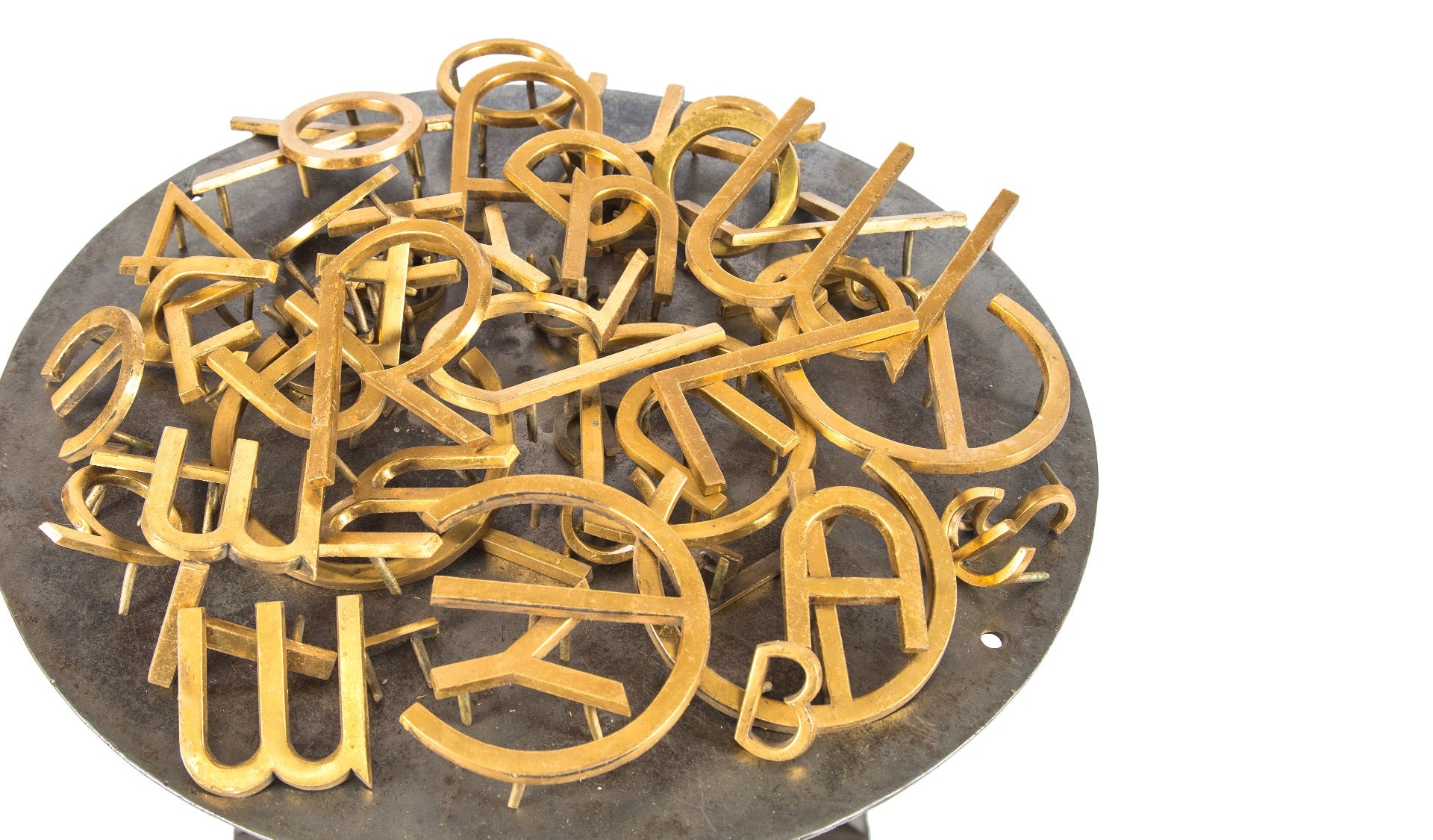 one-of-a-kind custom 1940 cast brass art deco style salvaged chicago michael reese hospital letters
