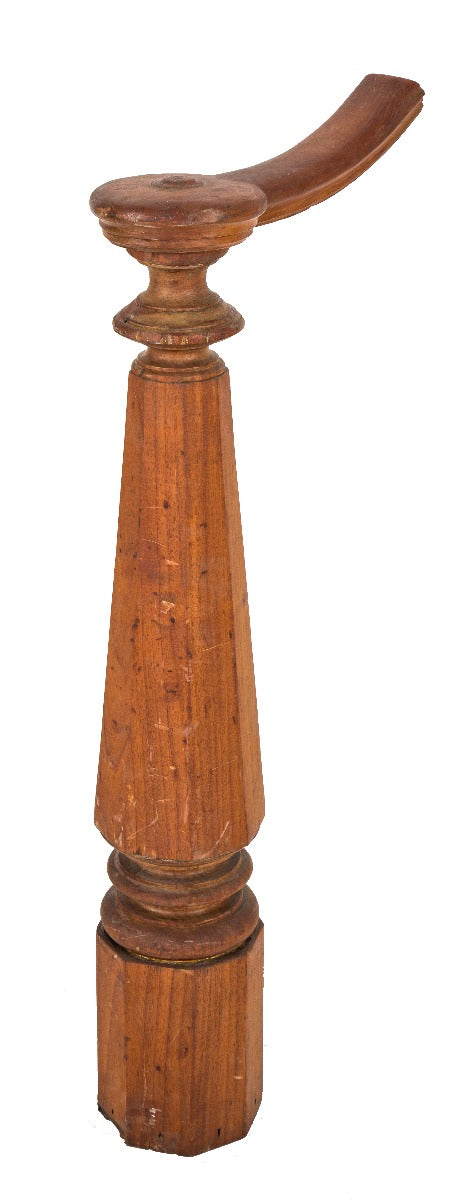 historically-important c. 1855 salvaged chicago john kent russell house solid cherry staircase newel post with original top