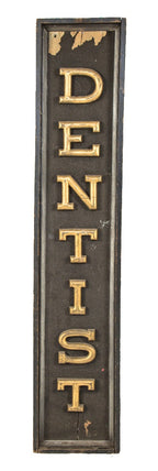 highly sought after original 19th century antique american folkart "dentist" trade sign with gilded wood lettering
