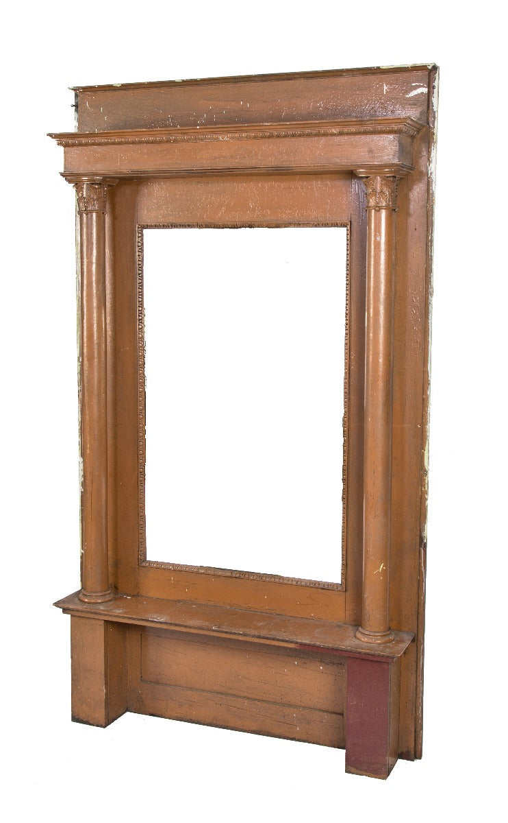 original late 19th or early 20th salvaged chicago oak wood interior residential pier mirror or console with beveled mirror