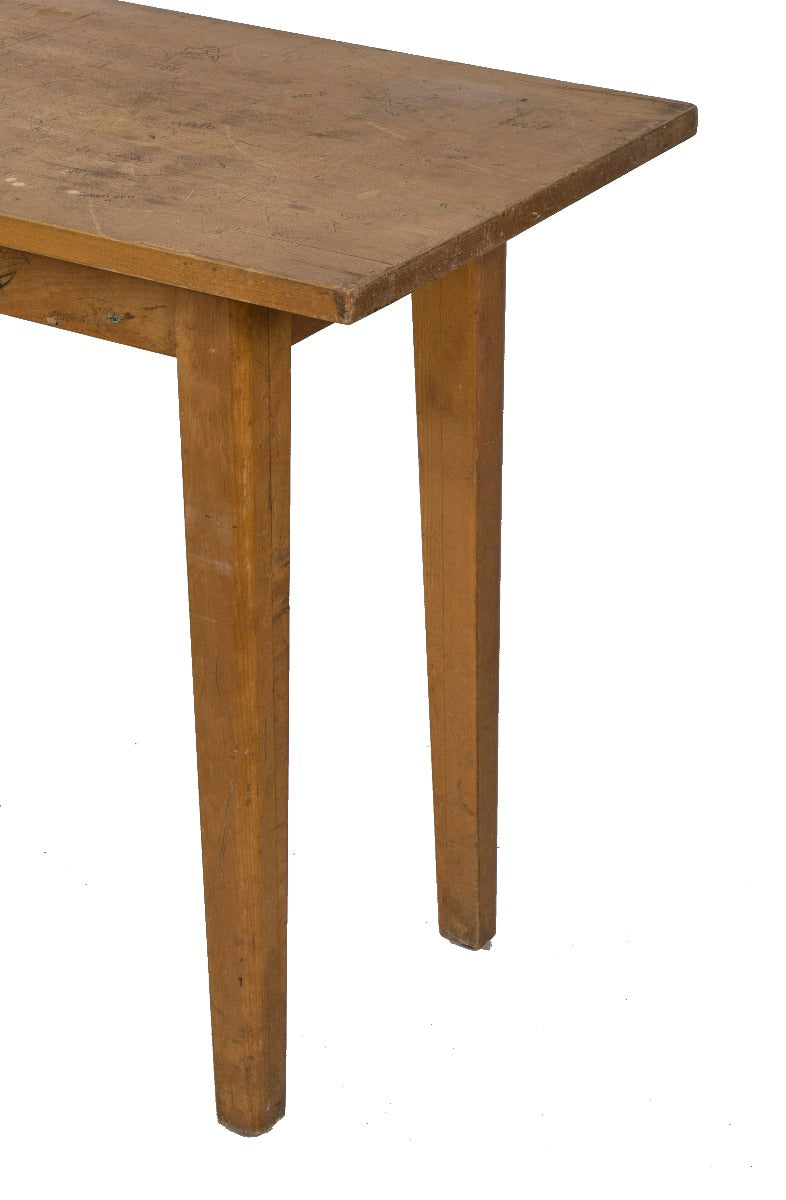 original c. 1940's salvaged chicago public school solid maple wood laboratory table with original finish