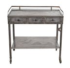 original antique american medical mobile hospital operating room side table or work station with multiple-out drawer