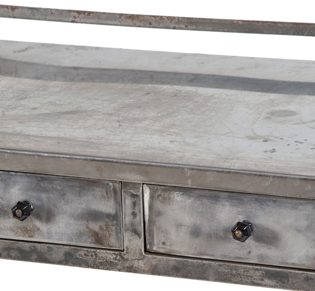 original antique american medical mobile hospital operating room side table or work station with multiple-out drawer