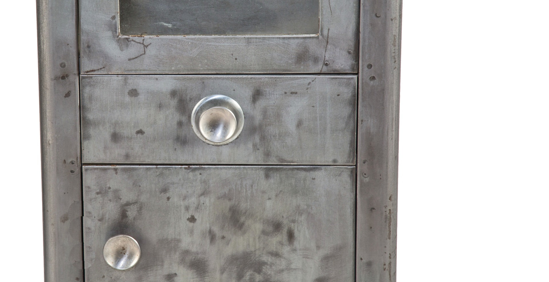 refinished vintage medical salvaged chicago michael reese hospital freestanding brushed metal examination room cabinet with drawers