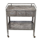 original early 20th century antique american medical mobile brushed metal hospital examination room workstation or side table with three drawers