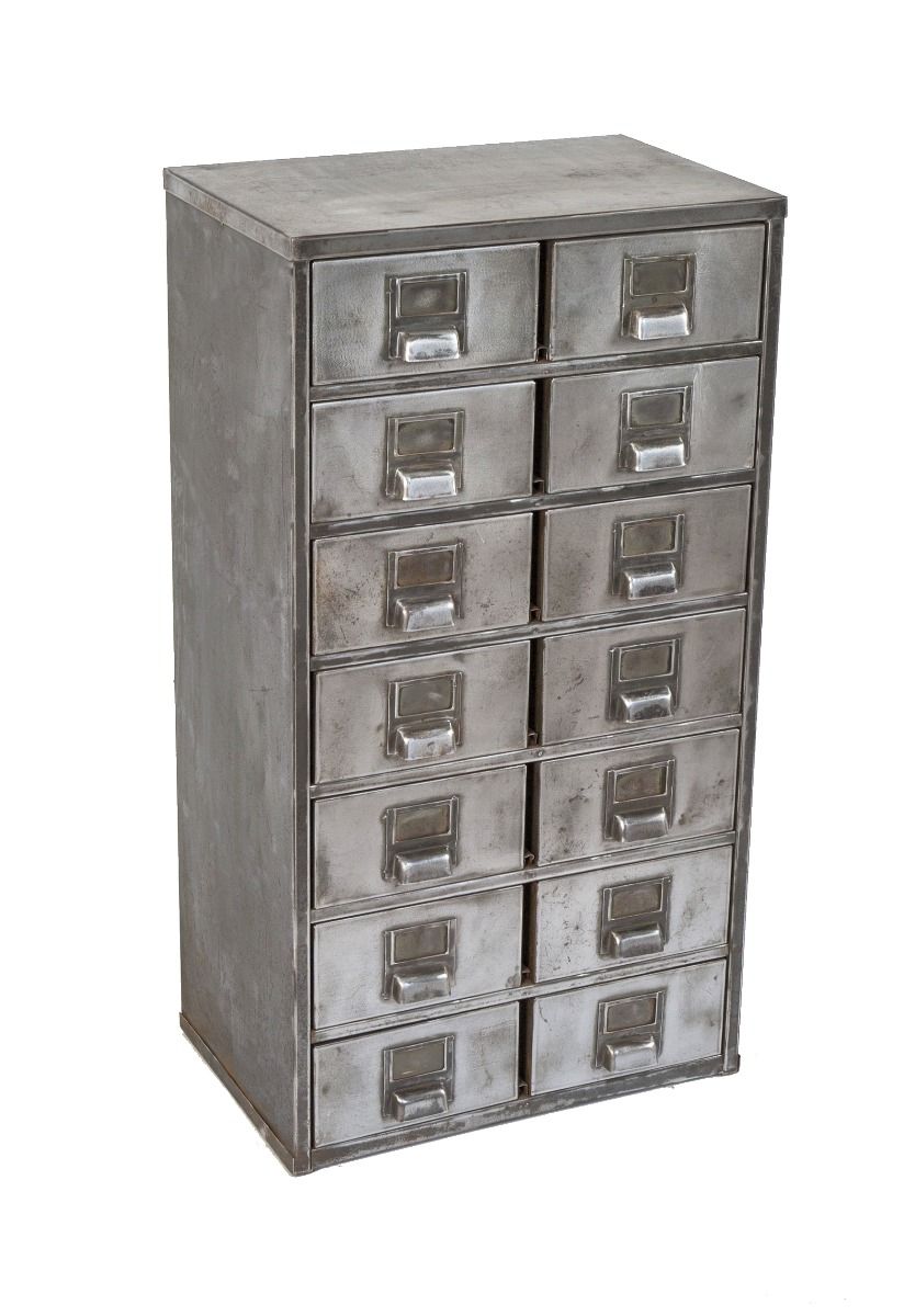 refinished american industrial well-proportioned multi-drawer freestanding factory tool cabinet with original pulls