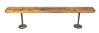 one of two original vintage american industrial low-lying a. finkl foundry locker room benches with maple wood top