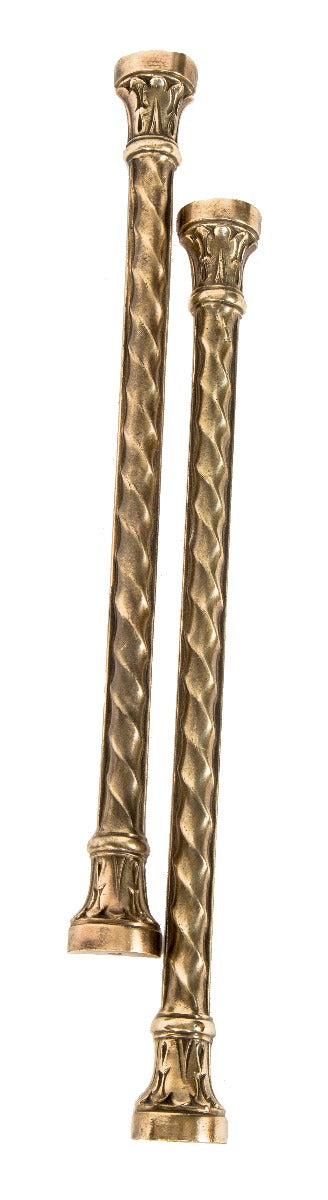 matching pair of original early 20th century museum-quality cast bronze exterior railway exchange building storefront pilasters