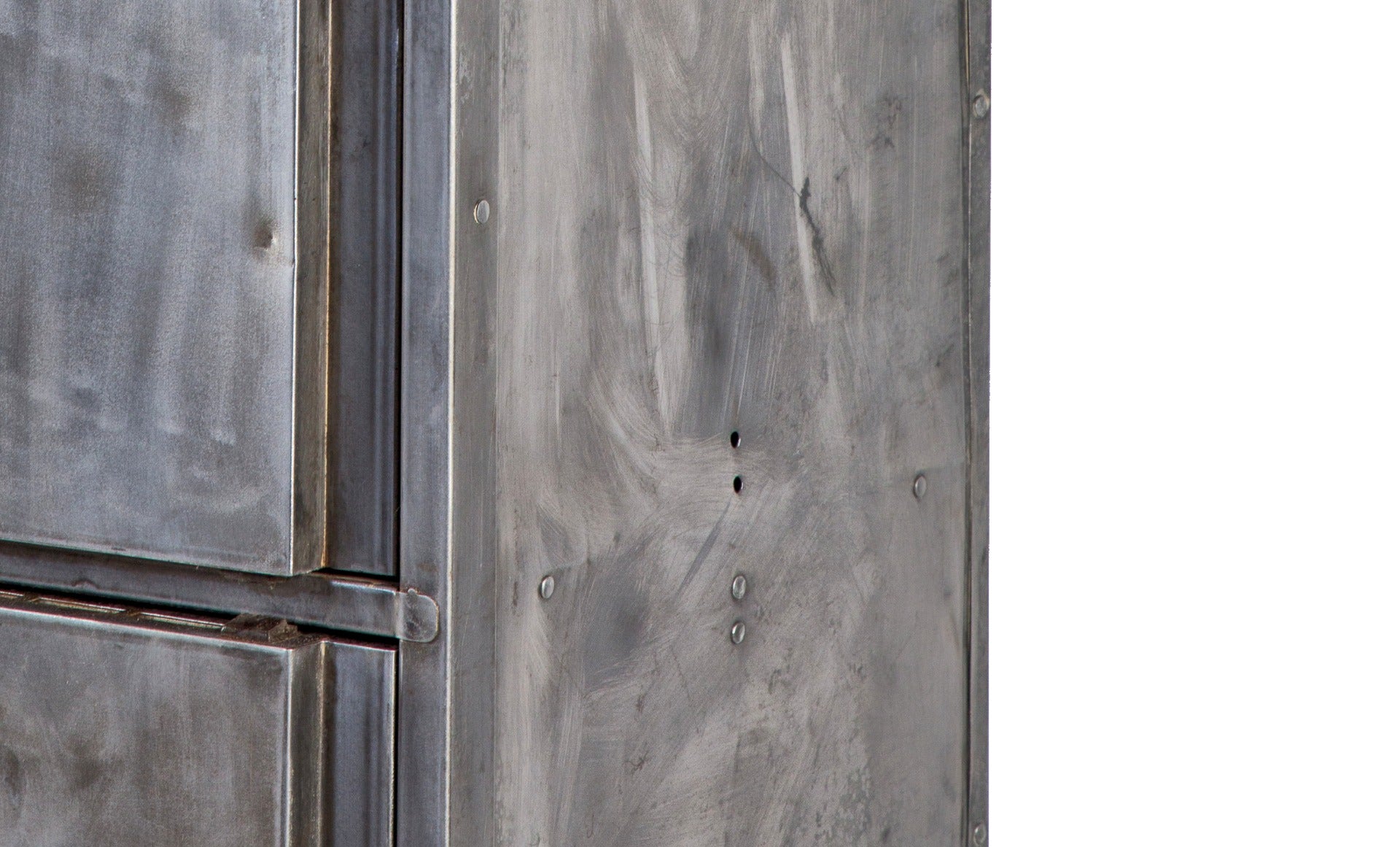 unusual vintage chicago foundry locker room freestanding brushed steel four-unit locker with hinged doors and lockable hasps