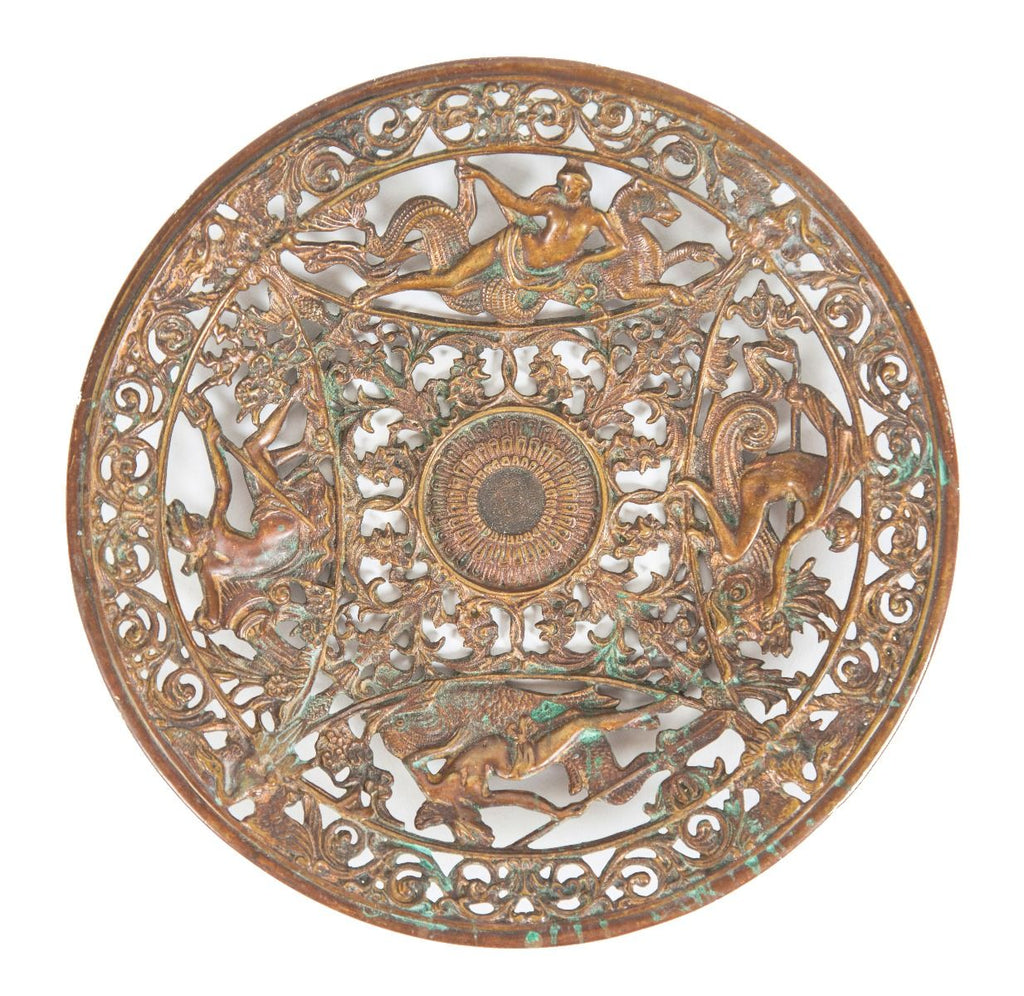 late 19th or early 20th century ornamental cast bronze yale & towne perforated salesman sample card tray