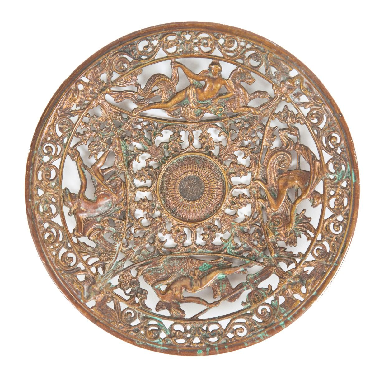 late 19th or early 20th century ornamental cast bronze yale & towne perforated salesman sample card tray