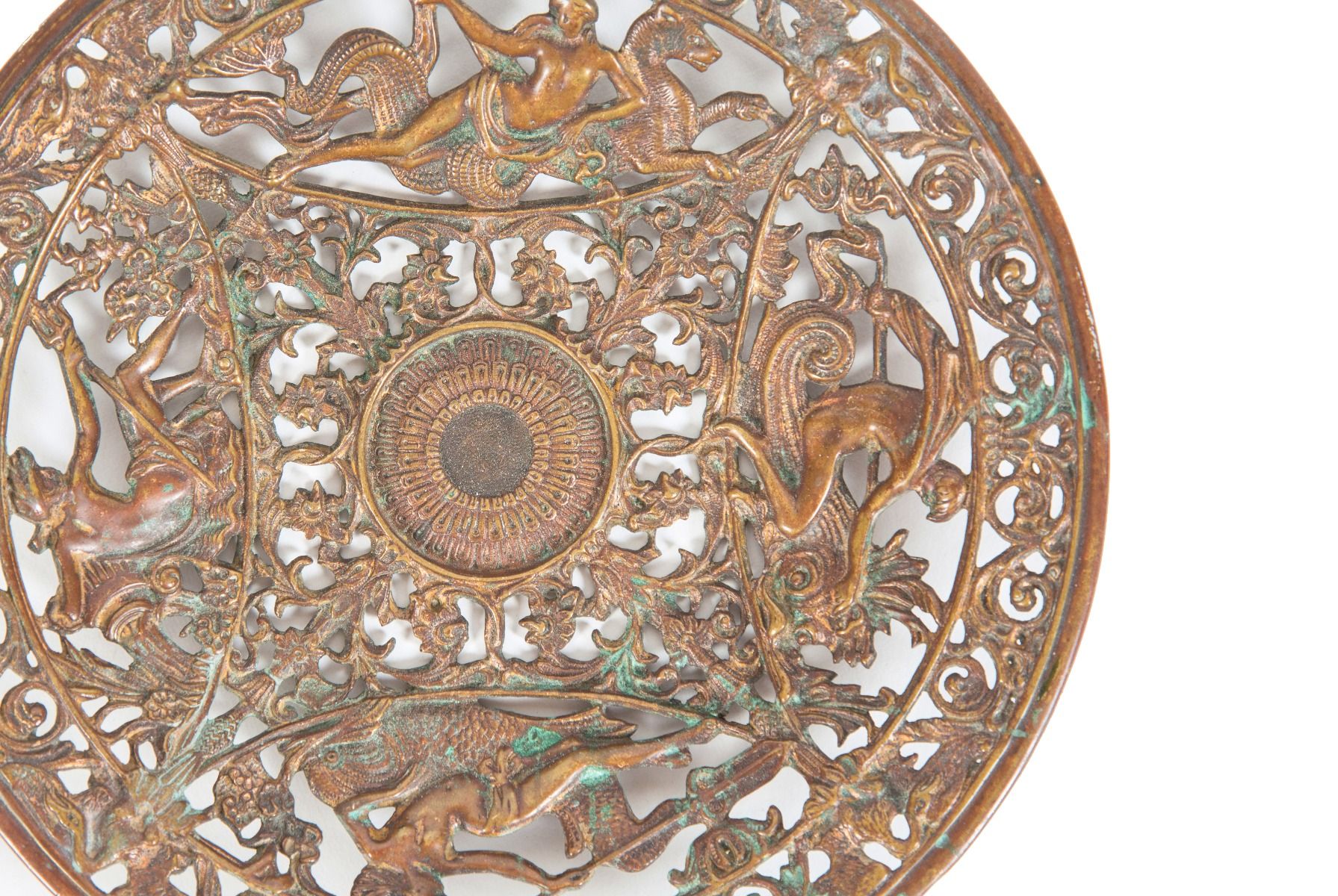 late 19th or early 20th century ornamental cast bronze yale & towne perforated salesman sample card tray