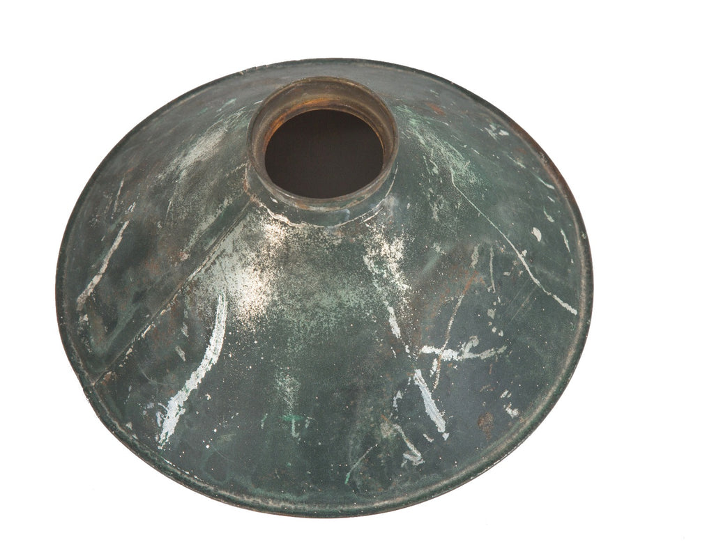 early 20th century original and intact mirrored-panel salvaged chicago metal conical reflector with rolled rim