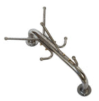 vintage american industrial chrome-plated steel wall-mount "pee-dees" barbershop coat and hat rack
