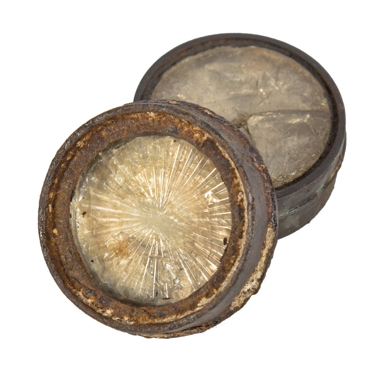 original mid-19th century hyatt-patented new york oversized cast iron and molded glass sidewalk valut lenses