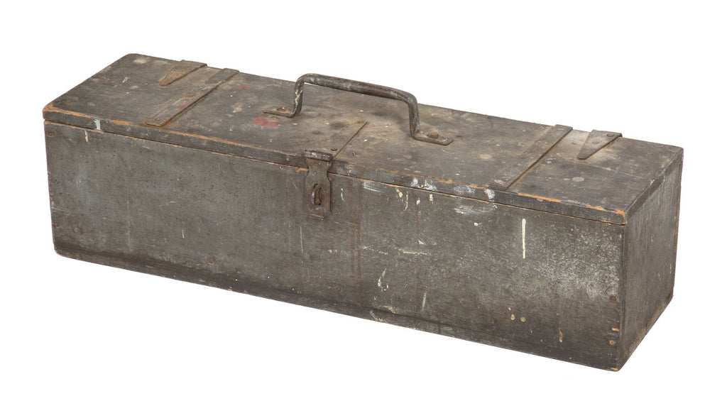 original early 20th century weathered and worn vintage american industrial pipefitters toolbox