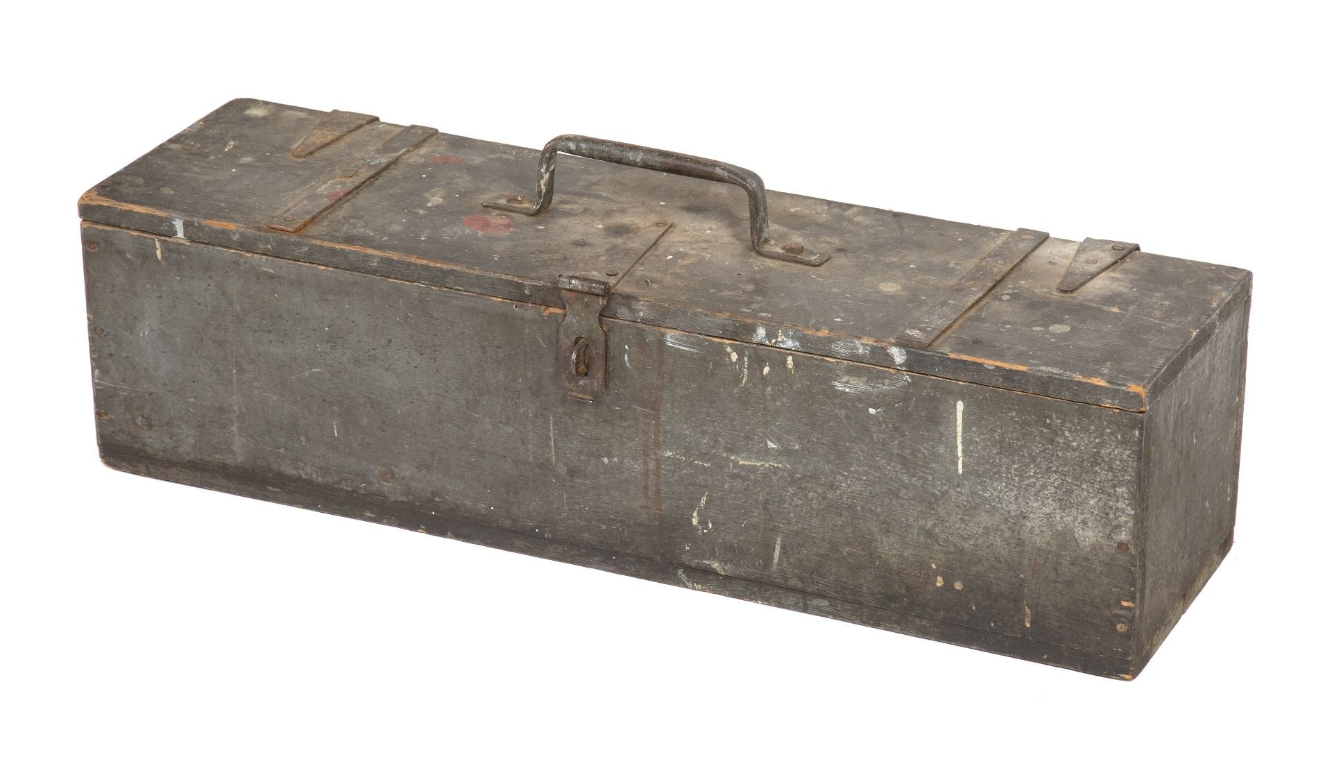 original early 20th century weathered and worn vintage american industrial pipefitters toolbox